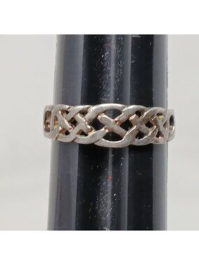 Celtic Knot Ring Size 7 Sterling Silver VTG Jewelry Braided Open Weave #RB1-7